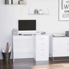 HOMCOM Home Office Desk With 4 Drawers - White - 02-0704
