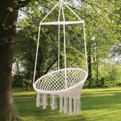 Outsunny Macrame Hammock Swing Chair - Beige - 84A-107