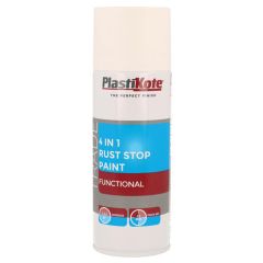 Plastikote Trade 4-in-1 Rust Stop Aerosol Spray Paint White 400ml - PKT71022