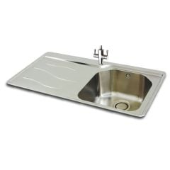 Carron Phoenix Maui 90 1 Bowl Stainless Steel Kitchen Sink - Left Hand Drainer - 101.0155.116