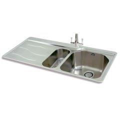Carron Phoenix Maui 150 1.5 Bowl Stainless Steel Kitchen Sink - Left Hand Drainer - 101.0155.121