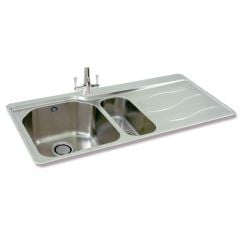 Carron Phoenix Maui 150 1.5 Bowl Stainless Steel Kitchen Sink - Right Hand Drainer - 101.0155.124
