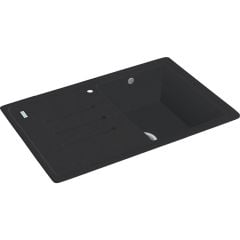 Carron Phoenix Debut 100 1 Bowl Granite Inset Kitchen Sink Jet Black 114.0252.349