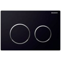 Geberit Omega 20 Dual Flush WC Wall Plate - Black/Gloss Chrome - 115.085.KM.1