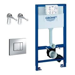 Grohe Rapid SL 3-in-1 WC Toilet Frame, Skate Cosmo Flush Plate, Cistern & Fixing Brackets 1.0M