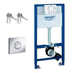 Grohe Rapid SL 3-in-1 WC Toilet Frame, Nova Cosmo Flush Plate, Cistern & Fixing Brackets 1.0M