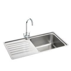 Carron Phoenix Atoll 90 1 Bowl Stainless Steel Kitchen Sink - Left Hand Drainer - 127.0576.501