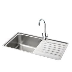 Carron Phoenix Atoll 90 1 Bowl Stainless Steel Kitchen Sink - Right Hand Drainer - 127.0576.502