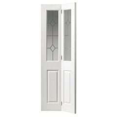 JB Kind Canterbury Glazed White Bi-fold Internal Door 1981x762x35mm - CANBFGLT26