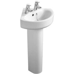 Ideal Standard Concept Arc 450mm Corner Washbasin 2 Tapholes with Overflow & Chainstay Hole - White - E792901