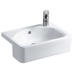 Ideal Standard Concept Space Cube 500mm Semi-Countertop Basin 1 Right Hand Tap Hole with Overflow - White - E779901