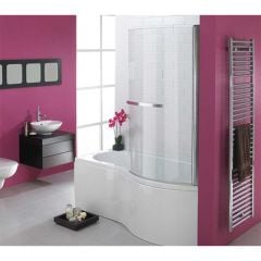 Essential HAMPSTEAD P Shape Shower Bath - Right Hand Pack 1700x900mm 0 Tap holes White - EBP004
