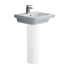 Essential IVY Pedestal Basin Only 550mm Wide 1 Tap Hole White - EC7003