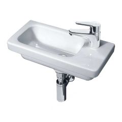 Essential IVY Slimline Basin Only 450mm Wide Right Handed 1 Tap Hole White - EC7010