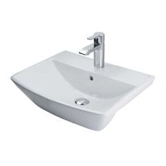 Essential JASMINE Semi Recessed Basin Only 500mm Wide 1 Tap Hole - EC5006