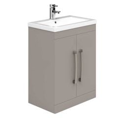 Essential NEVADA Floor Standing Washbasin Unit + Basin 2 Doors 500mm Wide - Cashmere - EFP307CA