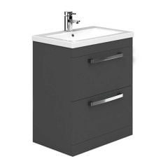Essential NEVADA Floor Standing Washbasin Unit + Basin 2 Drawers 800mm Wide - Grey - EFP303GR