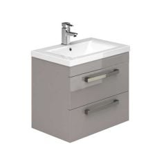 Essential NEVADA Wall Hung Washbasin Unit + Basin 2 Drawers 500mm Wide Cashmere - EFP308CA