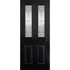 LPD Malton 2L Glazed Pre-Finished Black Front White Inside External Door 2032x813x44mm - GRPMALBLA32