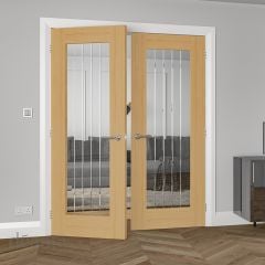Deanta Ely Unfinished Oak Glazed Internal Door 1981x610x35mm - 35ELYGGUNX610