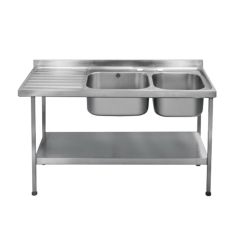 KWC DVS 2 Bowl Mini Catering Sink 1500mm Wide with Left Drainer E20606L - 214.0000.030