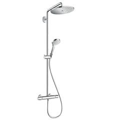 hansgrohe Croma Select S Showerpipe 1Jet Ecosmart with Thermostatic Shower Mixer - Chrome - 26794000