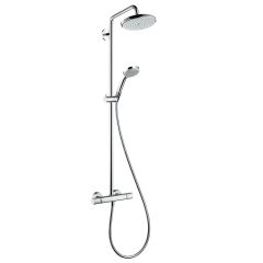 hansgrohe Croma Showerpipe 220 1Jet with Thermostatic Shower Mixer - Chrome - 27185000