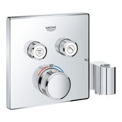 Grohe Grohtherm SmartControl Thermostat for Concealed Installation 2 Valves Square with Integrated Shower Holder - Chrome 29125000