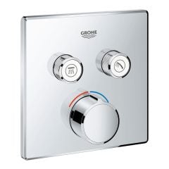 Grohe Grohtherm SmartControl Square Concealed Mixer Trimset 2 Valve - Chrome - 29148000