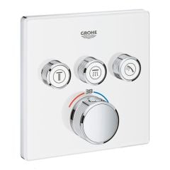 Grohe Grohtherm SmartControl Thermostat for Concealed Installation 3 Valves Square - Moon White 29157LS0