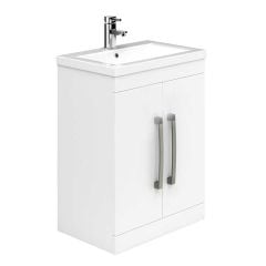 Essential NEVADA Floor Standing Washbasin Unit + Basin 2 Door 600mm Wide - White - EFP300WH