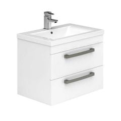 Essential NEVADA Wall Hung Washbasin Unit + Basin 2 Drawers 800mm Wide White - EFP305WH