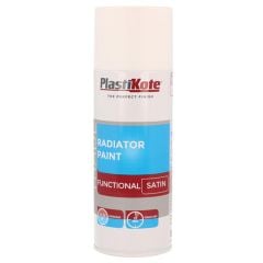 Plastikote Trade Radiator Aerosol Spray Paint Satin White 400ml - PKT71017