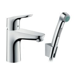 hansgrohe Focus Single Lever Basin Mixer 100 with Bidet Spray and Shower Hose 160cm - 31927000