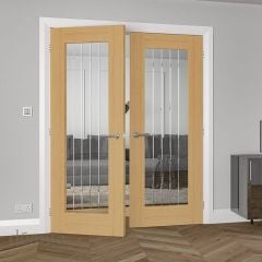Deanta Ely Unfinished Oak Glazed Internal Door 1981x838x35mm - 35ELYGGUNX838