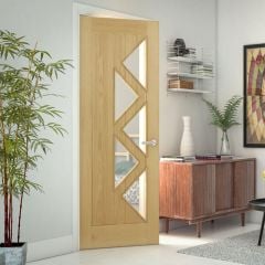Deanta Ely Prefinished Oak Glazed Internal Door 1981x686x35mm - 35ELYGX686FSC