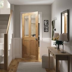 Deanta Bury Prefinished Oak Bevelled Glazed Internal Door 1981x762x35mm - 35NM4GBX762FSC