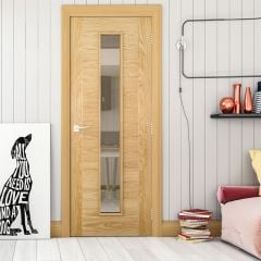 Deanta Seville Prefinished Oak Glazed Internal Door 1981x610x35mm - 35UK16CGX610FSC