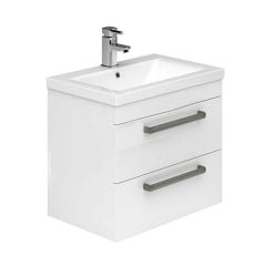 Essential NEVADA Wall Hung Washbasin Unit + Basin 2 Drawers 500mm Wide White - EFP308WH