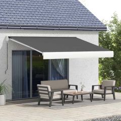 Outsunny Electric Retractable Awning with Remote Controller 4 x 3m - Grey - 840-255V71GY