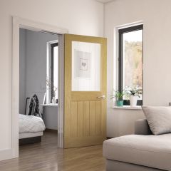 Deanta Ely Unfinished Oak Glazed Internal Door 2040x826x40mm - 40ELYGCUNX826