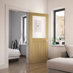 Deanta Ely Prefinished Oak Glazed Internal Door 2040x826x40mm - 40ELYGCX826FSC