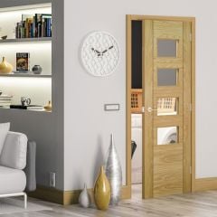 Deanta Seville Prefinished Oak Glazed Internal Door 2040x726x40mm - 40UK16G4X726FSC