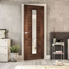 Deanta Seville Prefinished Walnut Glazed Internal Fire Door 1981x838x45mm - 45UK16CGF/DWX838FSC