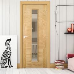 Deanta Seville Prefinished Oak Glazed Internal Fire Door 1981x838x45mm - 45UK16CGF/DX838FSC