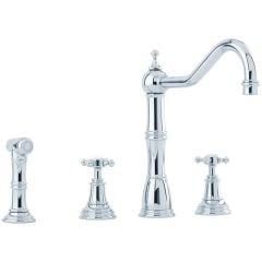 Perrin & Rowe Alsace Kitchen Mixer Tap with Crosshead Handles - Chrome - 4775CP