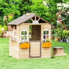 Outsunny Wooden Kids Playhouse - 345-024
