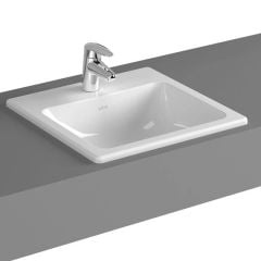 Vitra S20 50cm Countertop Basin Square, 1 Tap Hole - Basin Only