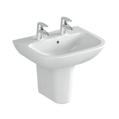 Vitra S20 55cm Cloakroom Basin With Two Tap Holes - Basin Only - 5502L003-0022