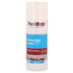 Plastikote Trade Radiator Aerosol Spray Paint Gloss White 400ml - PKT71016